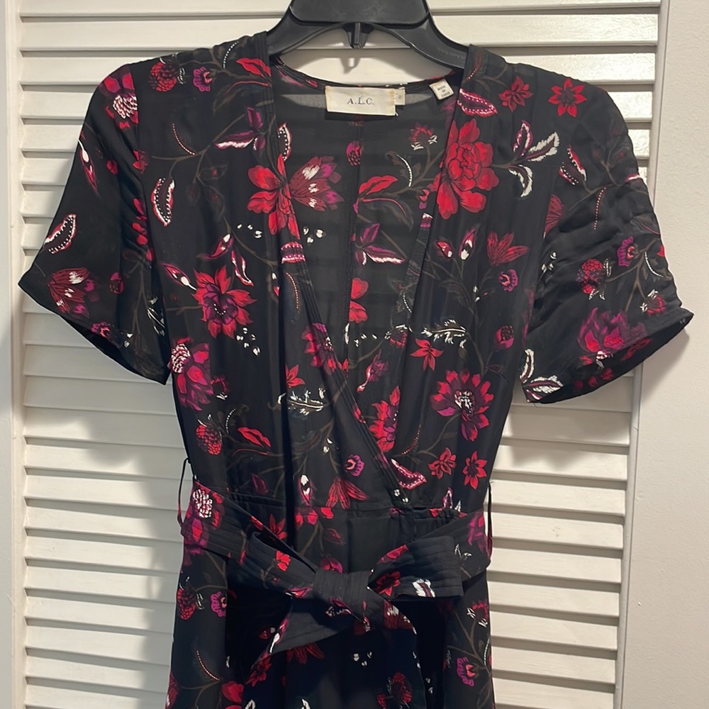 A.L.C. Navy Dress with Red Floral Print - Picture 2 of 10